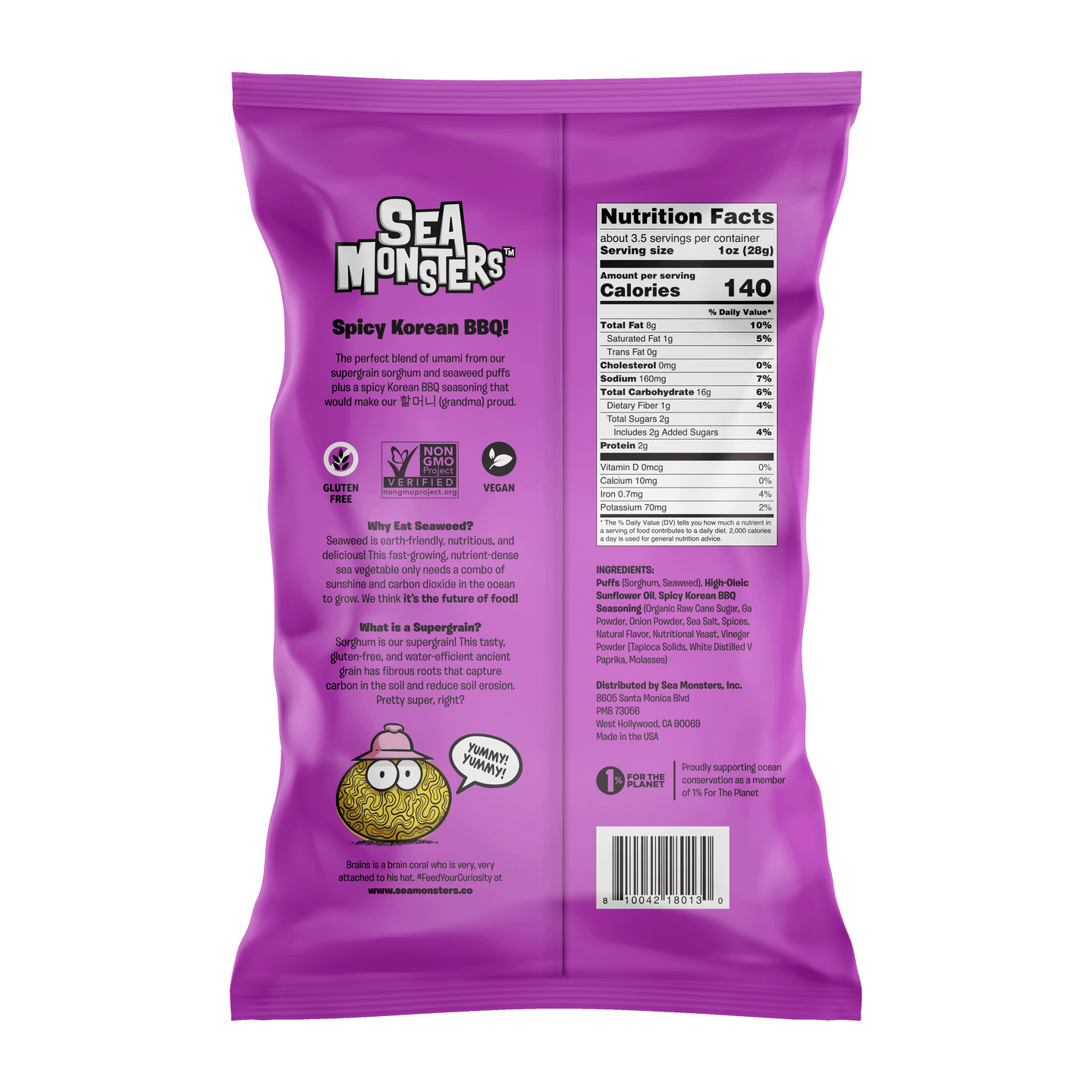 Spicy Korean BBQ flavor, 3.5oz 8 bags